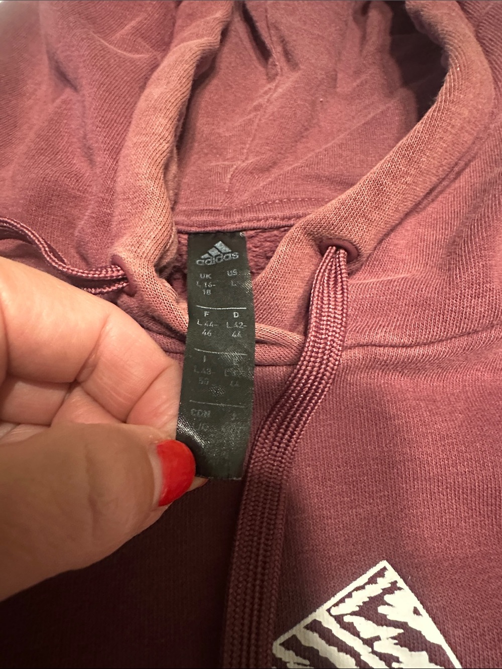 Adidas burgundy hoodies sweatshirt size Large - Picture 3 of 6